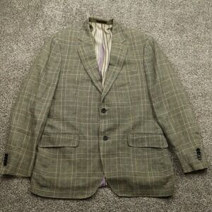 Etro Milano Jacket Mens 42 Plaid Linen‎ Silk Blend Italian Blazer Sport Coat
